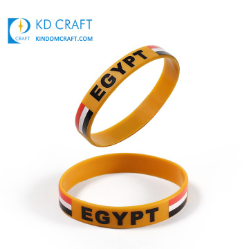 Muestra gratis sin logotipo personalizado mínimo impresión pulsera de goma bandera nacional del país egipto pulsera de silicona